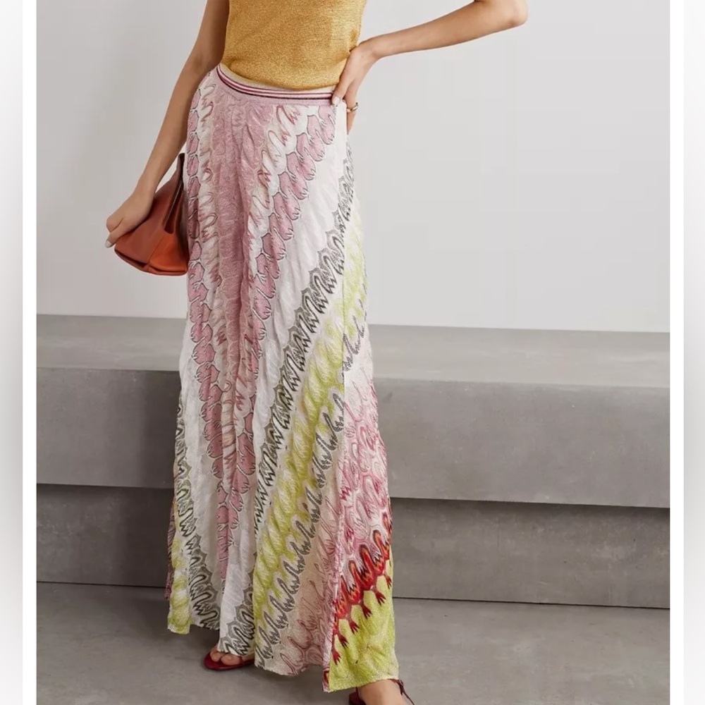 MISSONI Crochet Knit Silk Blend Wide Leg  Pants 42 IT /6US